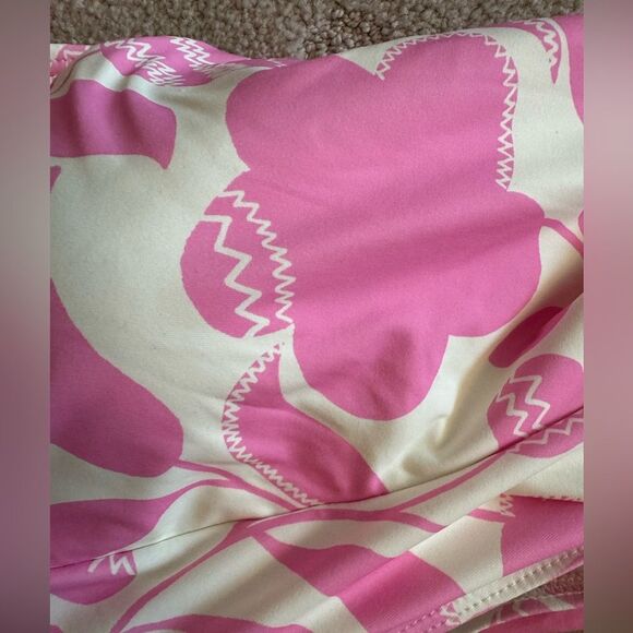 NWT Kate Spade One Piece Swimsuit with bow ties pink tulip floral pattern sz L - Picture 4 of 6